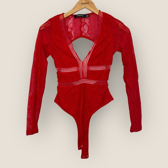 Red Lace Bodysuit | Size 4 - Picture 3 of 11